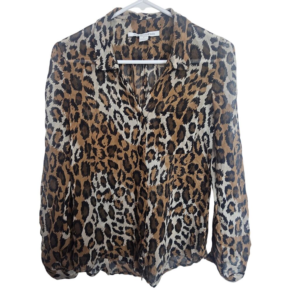 Diane Von Furstenberg Womens Silk Leopard Print Top Sz 0 Mob Wife Sheer Designer